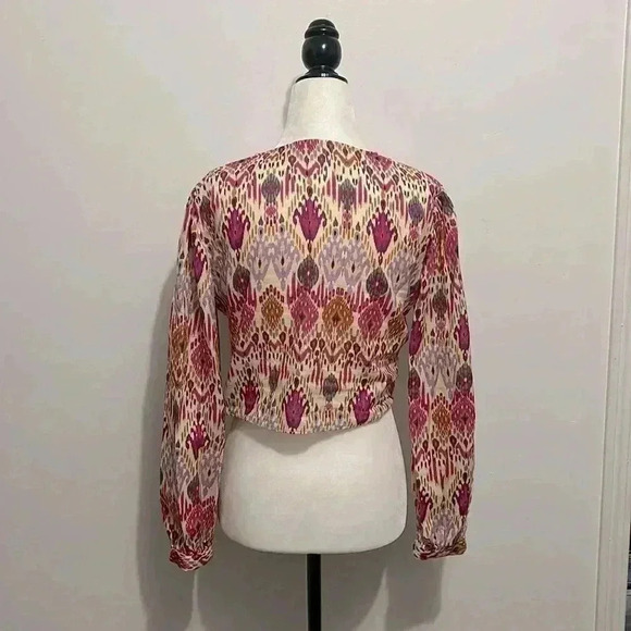 BNWOT Zara boho print top with knot size M - Picture 5 of 5